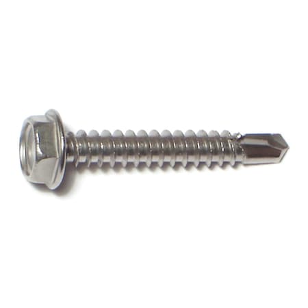 Midwest Fastener Self-Drilling Screw, #10 x 1-1/4 in, Zinc Plated Stainless Steel Flange Hex Head External Hex Drive 09850